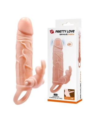 5 cm Dolgu Uzatmalı 10 Fonksiyonlu Çift Titreşimli Penis Kılıfı Prezervatif Vibratör
