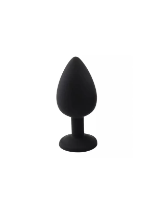 Elmas Taşlı Silikon Kaplı Anal Plug L Büyük Boy 9 cm Siyah