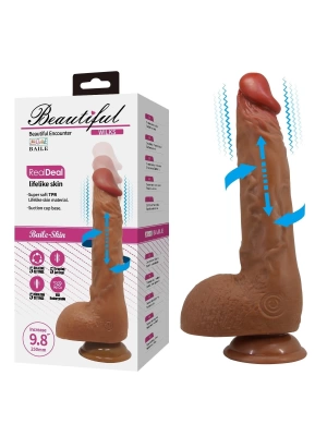USB Şarjlı 25 cm Oynar Başlı İleri Geri Hareketli Titreşimli Dildo - Wilks