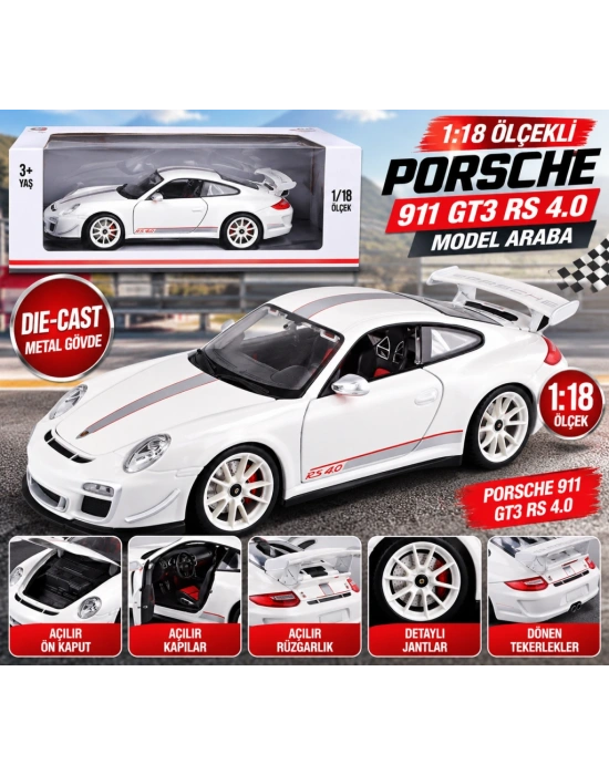 1:18 911 GT3 RS 4.0 Beyaz Model Araba