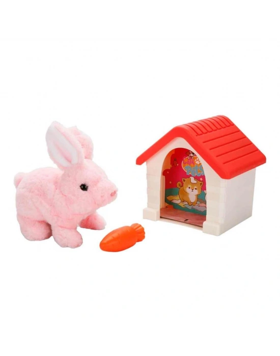 1004250 Peluş Sevimli Tavşan Hareketli Sesli Kulubeli