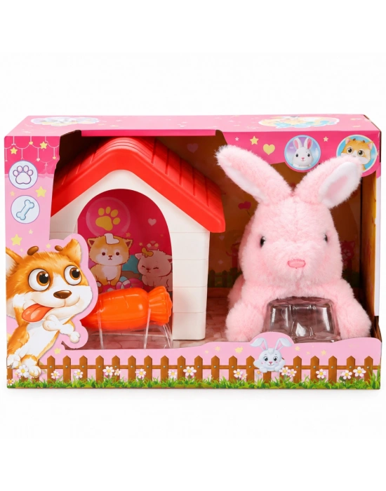 1004250 Peluş Sevimli Tavşan Hareketli Sesli Kulubeli