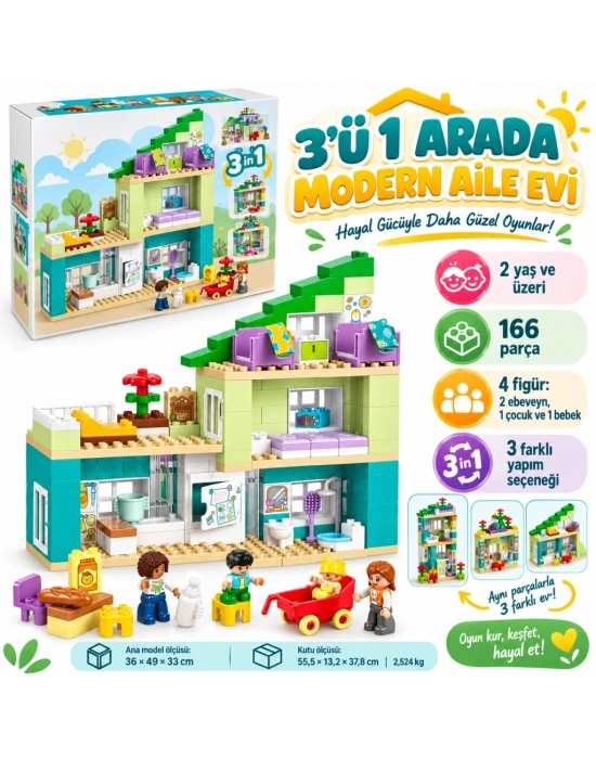 10470 3ü1 arada Figürlü Modern Aile Evi 166 parça +2 yaş