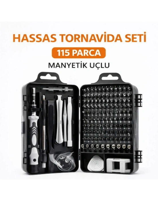 115 Parça Manyetik Uçlu Hassas Tornavida Seti