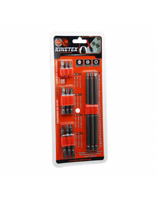 12-in-1 Matkap Bits Uç Seti (PH2, PZ2, Düz) - 12 Parça