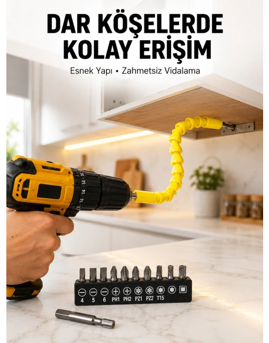 12’li Akrobat Bits Vidalama Seti Esnek Uç Çok Yönlü Kullanım Yeni Nesil