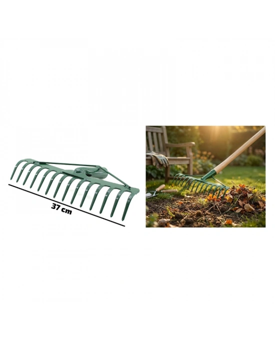 14 Dişli Metal Bahçe Tırmığı - 37 cm Genişlik - Dayanıklı Yapı