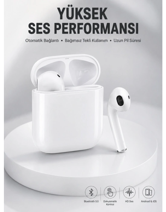 2. Nesil Bluetooth Android ve İOS Uyumlu Kablosuz Kulaklık Çağrı Cevaplama