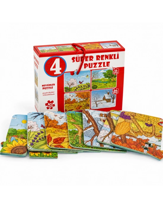 2488 Mevsimler Süper Renkli Puzzle 4LÜ