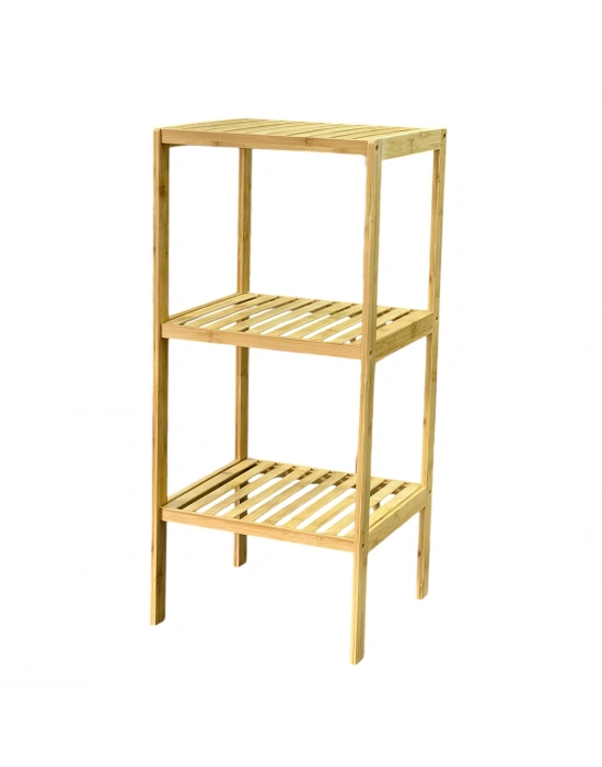 3 Katlı Çok Amaçlı Ahşap Bambu Raf Organizer 36x32x80 cm