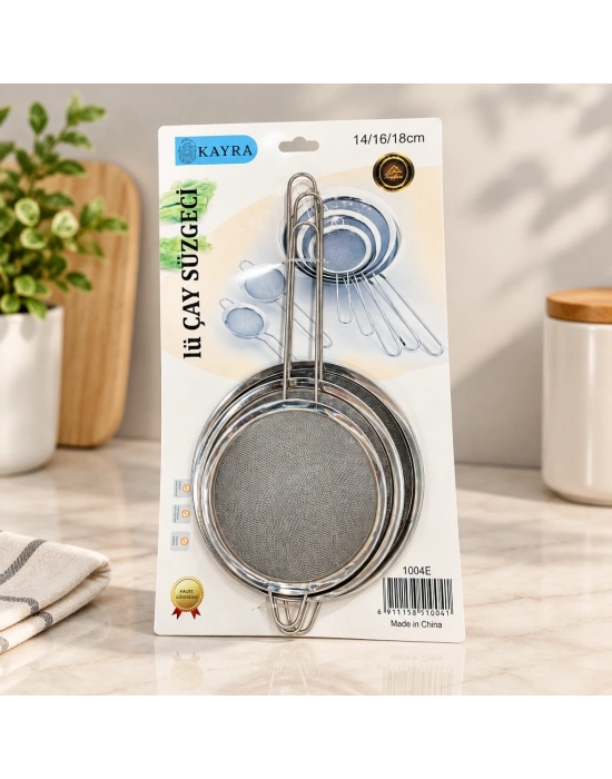 3 Parça Metal Süzgeç 14-16-18 cm