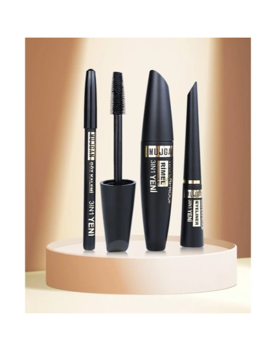 3ü 1 Arada Göz Makyajı Seti - Eyeliner, Maskara, Kalem
