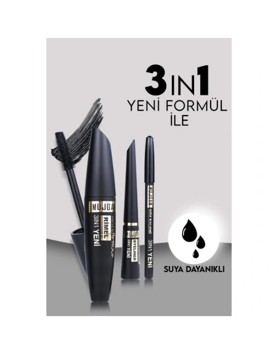 3ü 1 Arada Göz Makyajı Seti - Eyeliner, Maskara, Kalem