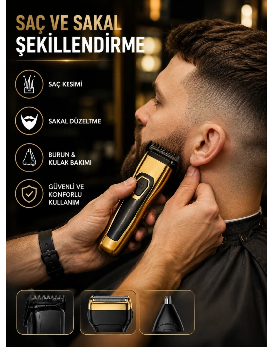 3ü 1 Arada Şarjlı Kişisel Bakım ve Tıraş Makinesi