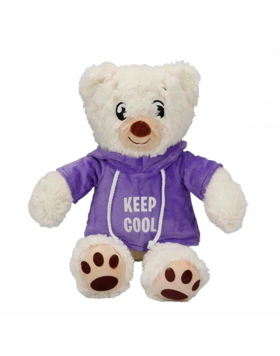 3192 Kapüşonlu Peluş Ayı 30 cm -Sunman