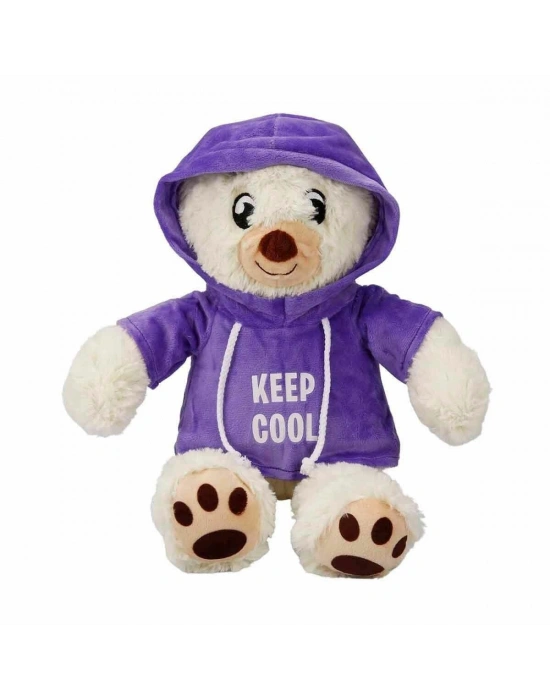 3192 Kapüşonlu Peluş Ayı 30 cm -Sunman