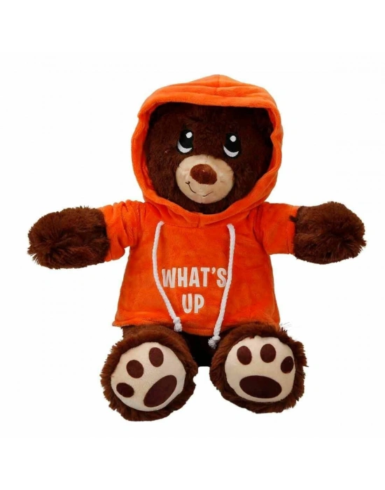 3192 Kapüşonlu Peluş Ayı 30 cm -Sunman