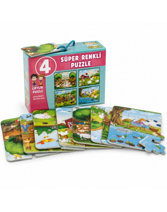 3222 Çiftlik Süper Renkli Puzzle 4LÜ
