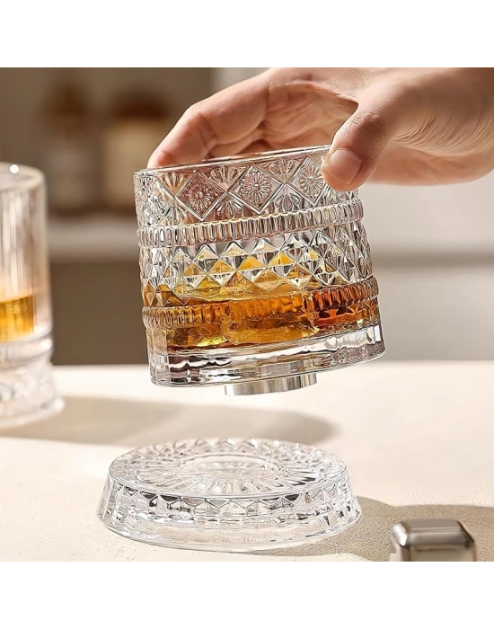 360 Derece Dönen Bardak - 280 ml - Kristal Cam