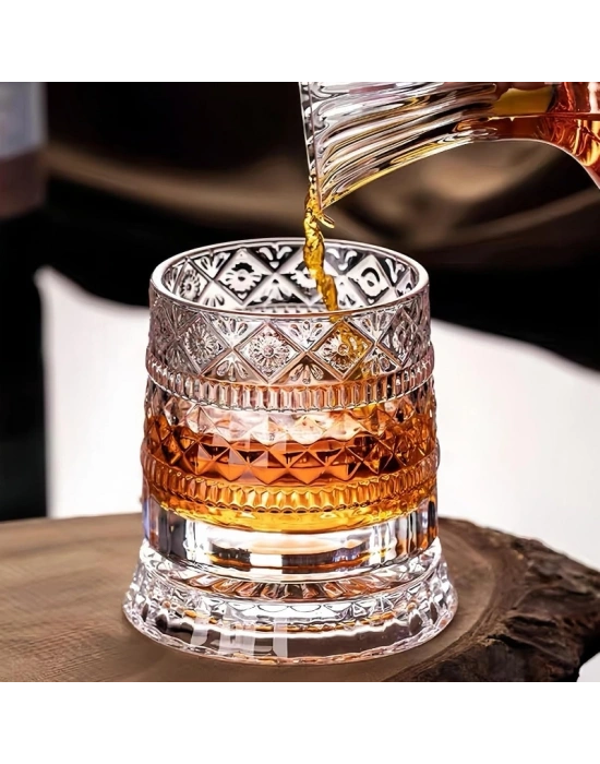 360 Derece Dönen Bardak - 280 ml - Kristal Cam