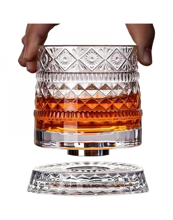 360 Derece Dönen Bardak - 280 ml - Kristal Cam