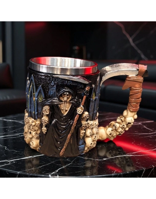 3D İskelet Tasarımlı - Paslanmaz Çelik İçli - Gotik Kupa Bardak