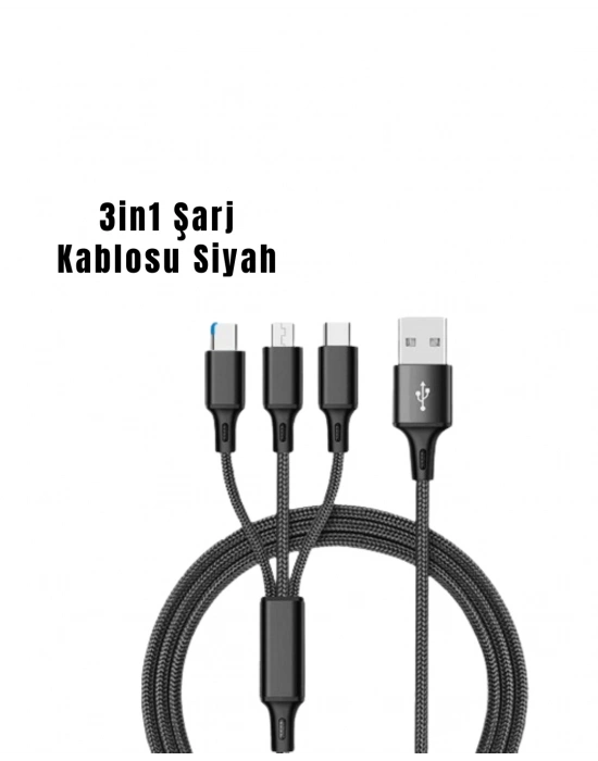 3’ü 1 Arada Hızlı Şarj Kablosu