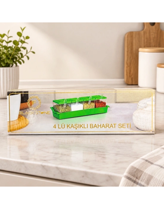 4 Parça Kaşıklı Kare Baharat Seti