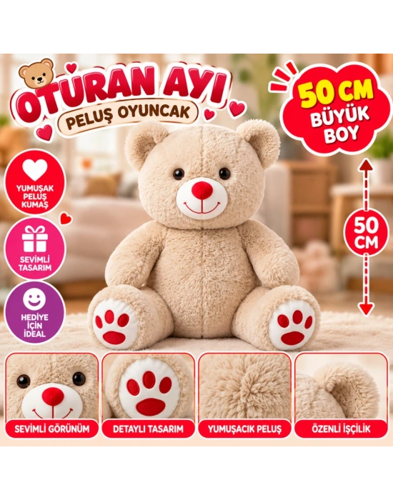50 Cm Oturan Ayı Peluş Oyuncak