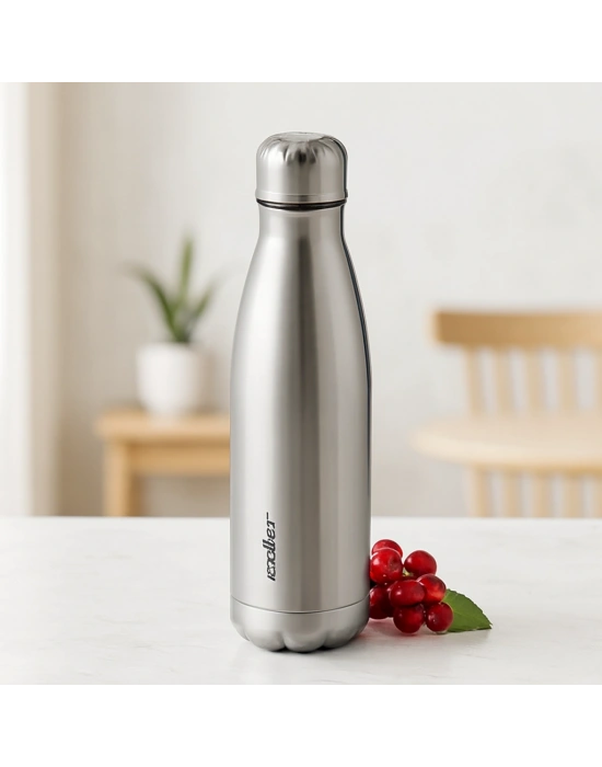 500 ml Paslanmaz Çelik Şişe Termos (Krom, Kaydırmaz Taban)