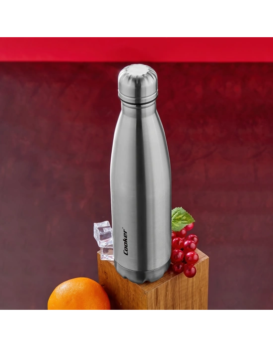 500 ml Paslanmaz Çelik Şişe Termos (Krom, Kaydırmaz Taban)