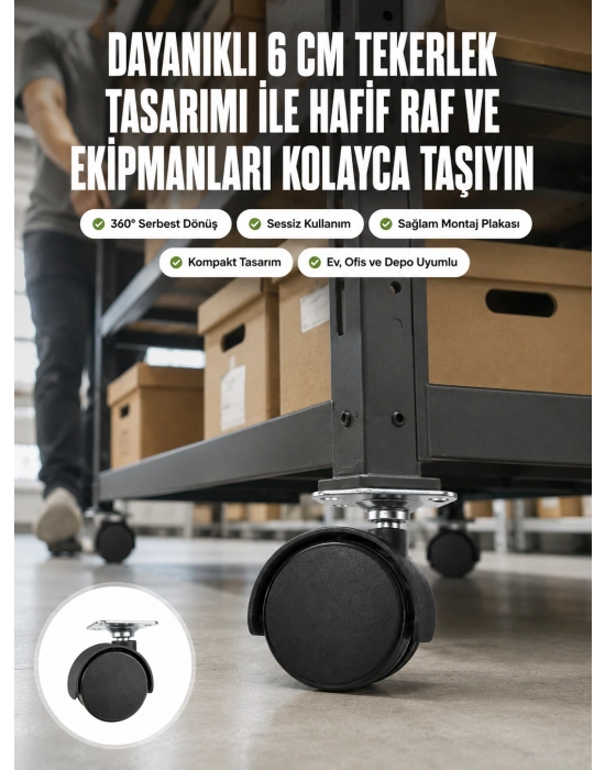 6 cm Döner Kilitsiz Ayak Tek Parça
