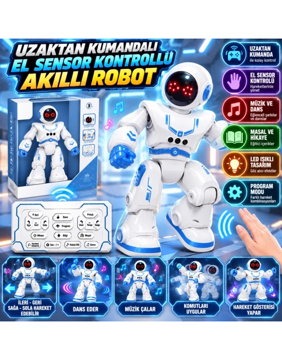 606-34 Uzaktan Kumandalı El Sensor Kontrollü Akıllı Robot