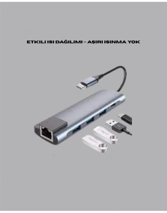 USB‑C Çoklu Bağlantı Merkezi – 5 Gbps, 100‑240 V, Sağlam Eloksal Tasarım