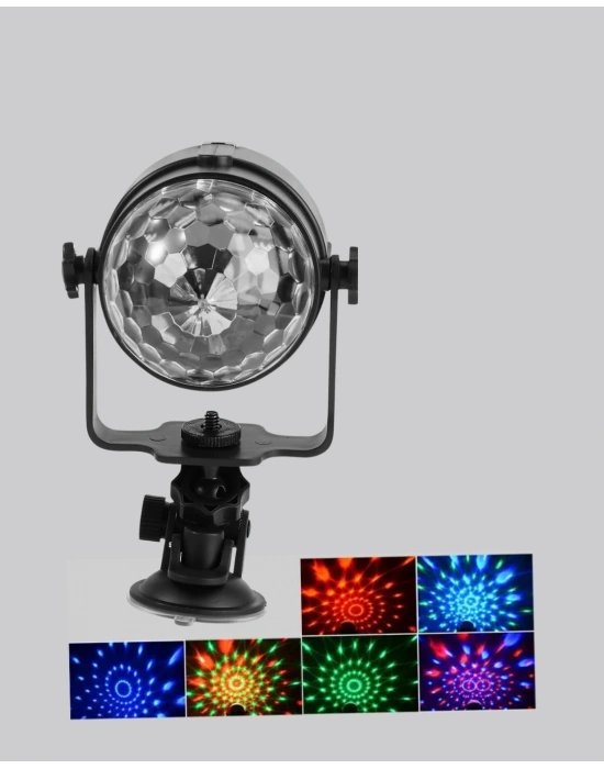 7 Renk Modlu Müzik Sensörlü Disko Topu – LED Işıklı Parti Aydınlatması