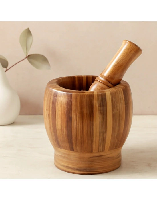 Ahşap Bambu Havan (Sarımsak Dövecek) 8 cm