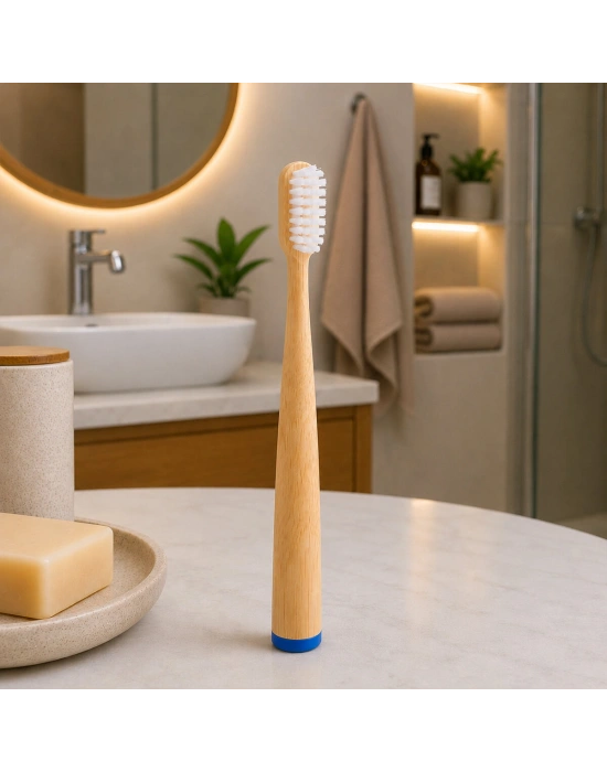 Ahşap - Bambu Mavi Sap - Ayaklı Diş Fırçası