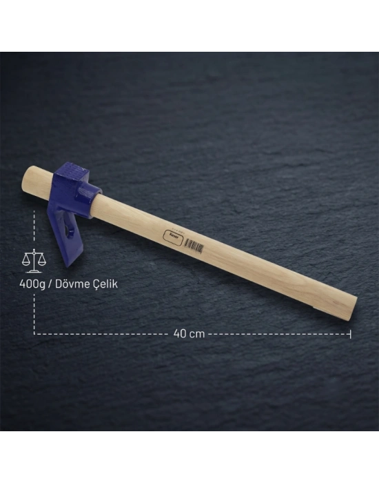 Ahşap Saplı Dövme Çelik Keser - Boyalı Sap - 400 Gram