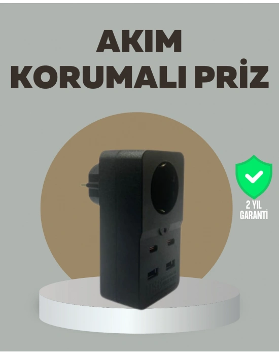 Akıllı Akım Dengelemeli Priz 2500W 4 USB Type C Çıkışlı