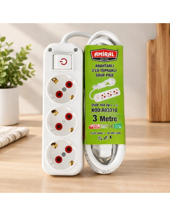 Anahtarlı 3 m Priz