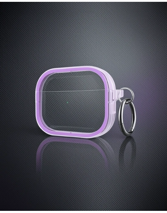 Apple Airpods Pro 2 (2.nesil) Shiny Şeffaf Kılıf - Mor