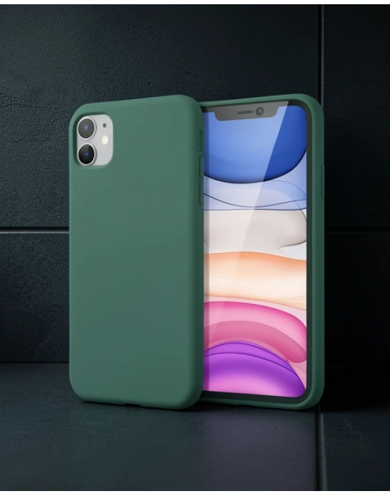 Apple İphone 11 Kılıf First Silikon - Koyu Yeşil
