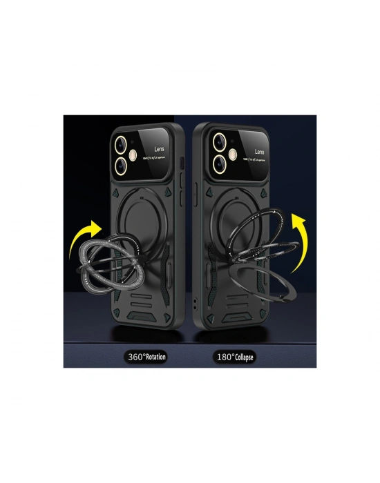 Apple iPhone 11 Kılıf Joy Lens Standlı Kapak - Mor