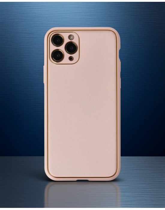 Apple İphone 11 Pro Kılıf Coco Deri Silikon Kapak - Pudra