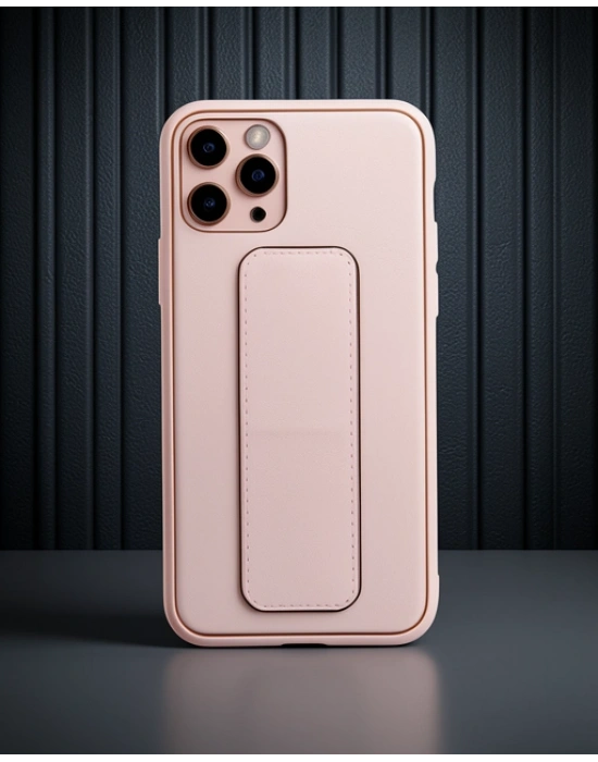 Apple İphone 11 Pro Kılıf Coco Deri Standlı Kapak - Pembe