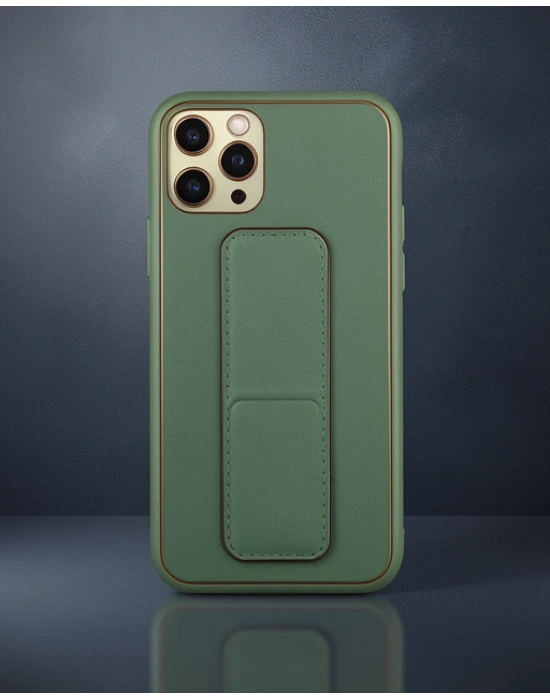 Apple İphone 11 Pro Kılıf Coco Deri Standlı Kapak - Su Yeşili