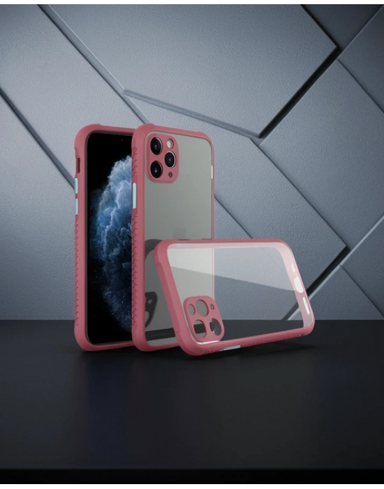 Apple İphone 11 Pro Kılıf Miami Şeffaf Silikon - Fuşya