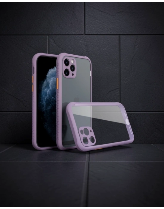 Apple İphone 11 Pro Max Kılıf Miami Şeffaf Silikon - Açık Mor