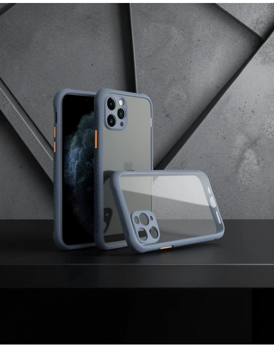Apple İphone 11 Pro Max Kılıf Miami Şeffaf Silikon - Gri