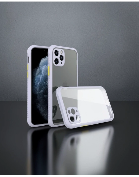 Apple İphone 11 Pro Max Kılıf Miami Şeffaf Silikon - Lila